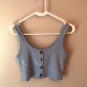 a cute in style light blue bottom crop top